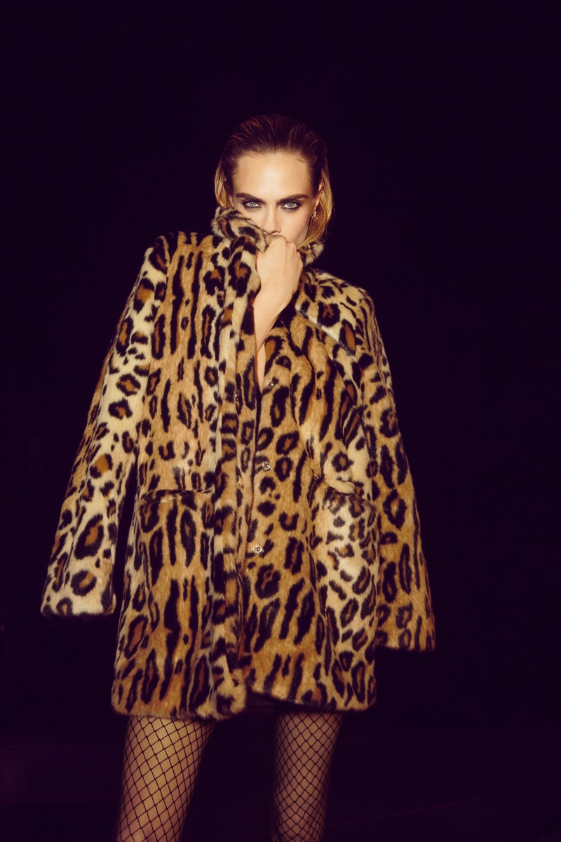 Nasty Gal teams up with Cara Delevingne on a faux fur leopard print coat