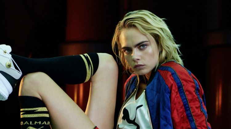 Cara Delevingne wears boxing inspired style in PUMA x Balmain campaign