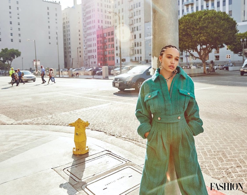 Actress Cleopatra Coleman poses in a Chanel look