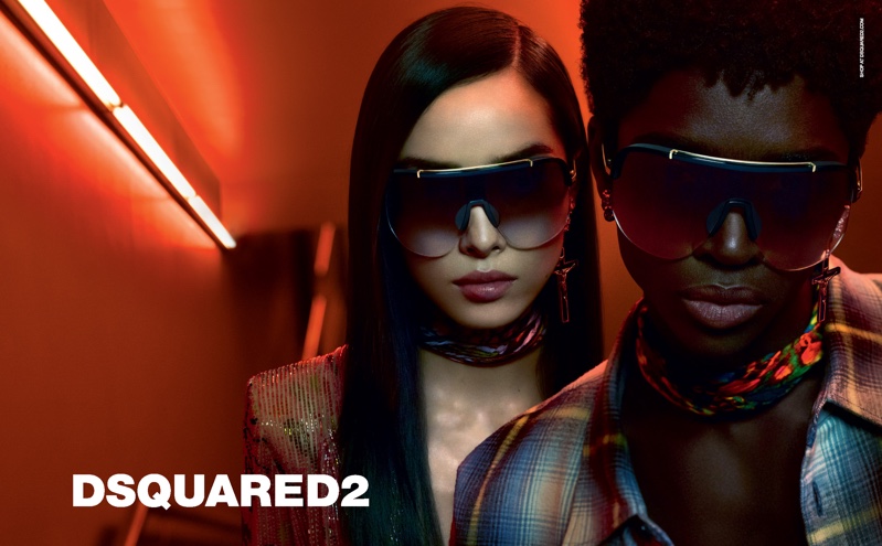 Fei Fei Sun and Alton Mason front DSquared2 Eyewear fall-winter 2019 campaign