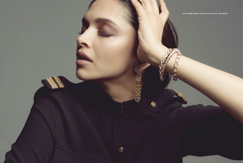 Deepika Padukone poses in Ralph Lauren jacket with Titan ZOYA jewelry