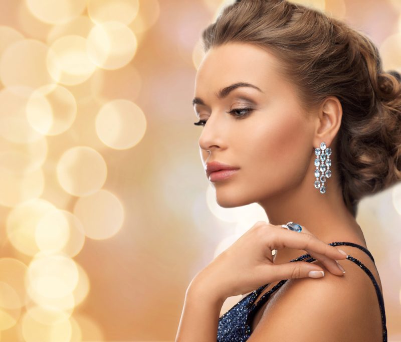 Elegant Woman Earrings Updo