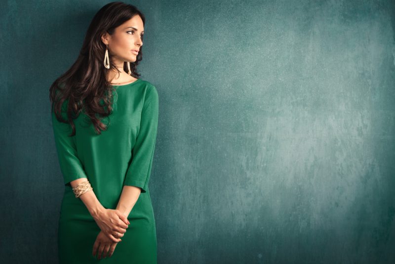 Elegant Woman Green Dress