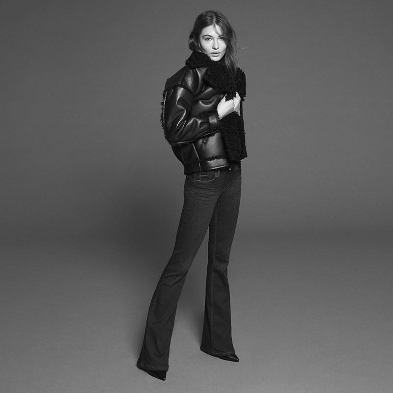 Grace Elizabeth models Liu Jo denim in flare silhouette