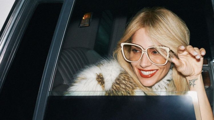 Sienna Miller wears glasses in Gucci cruise 2020 campaign