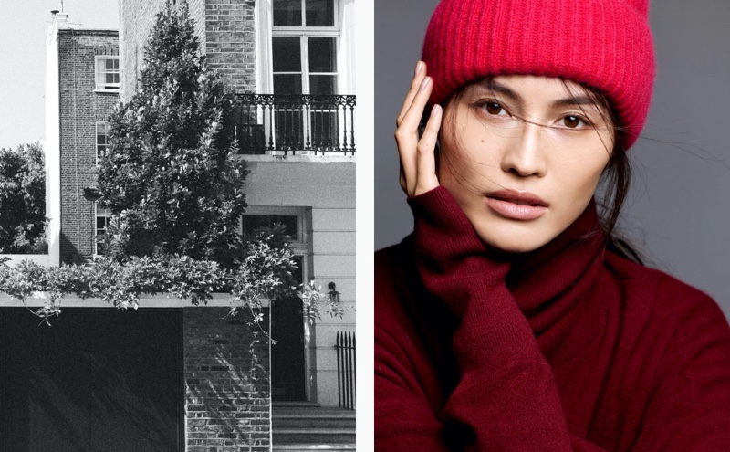 Sui He wears H&M rib-knit cashmere hat and turtleneck sweater