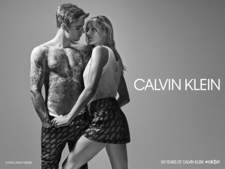 Hailey Baldwin & Justin Bieber Strip Down for Calvin Klein #CK50 Hailey Baldwin and Justin Bieber front Calvin Klein #CK50 campaign