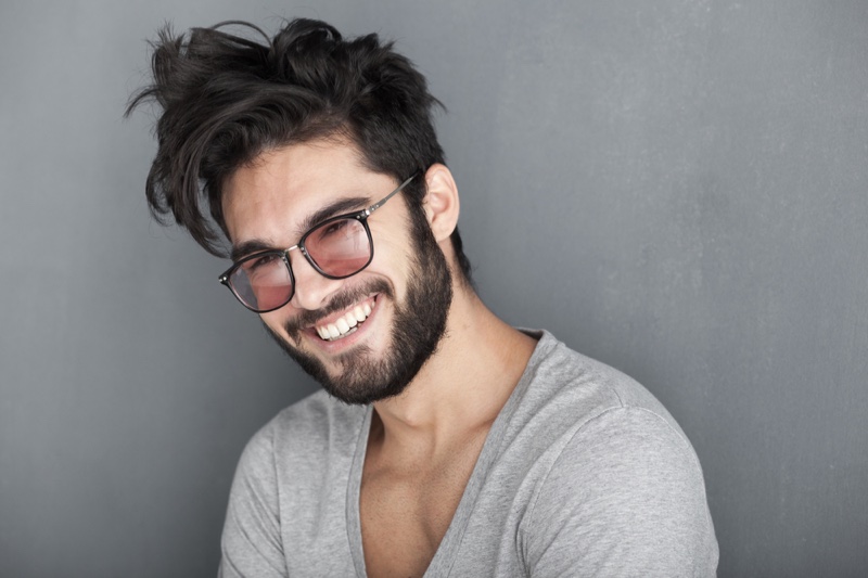 Handsome Smiling Man Beard Sunglasses