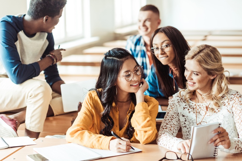 High school Classroom Diverse Notes Students