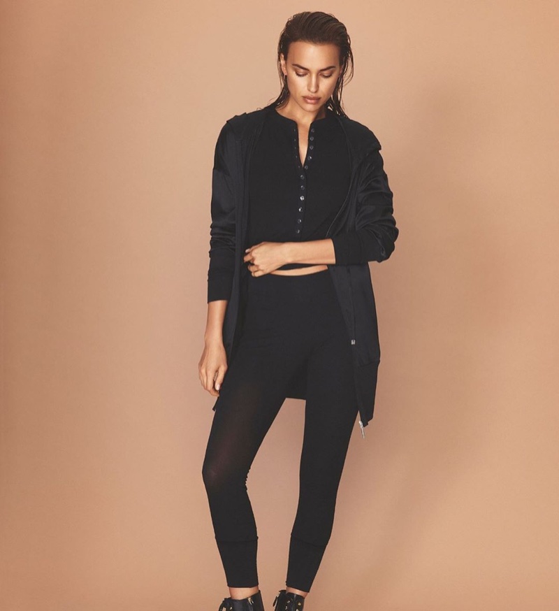 Dressed in black, Irina Shayk fronts Intimissimi New Fibers campaign