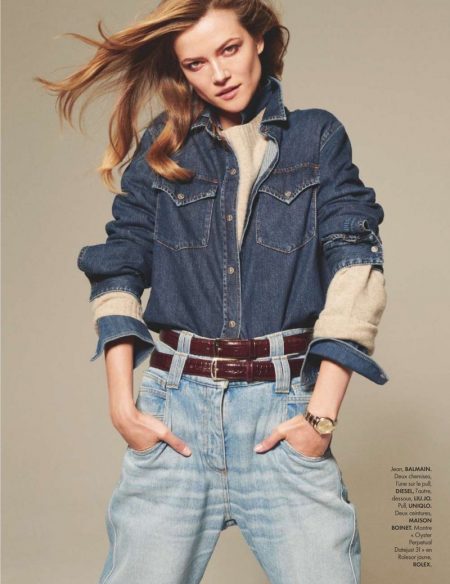 Kasia Struss Sports Casual Denim Looks for ELLE France Kasia Struss Sports Casual Denim Looks for ELLE France