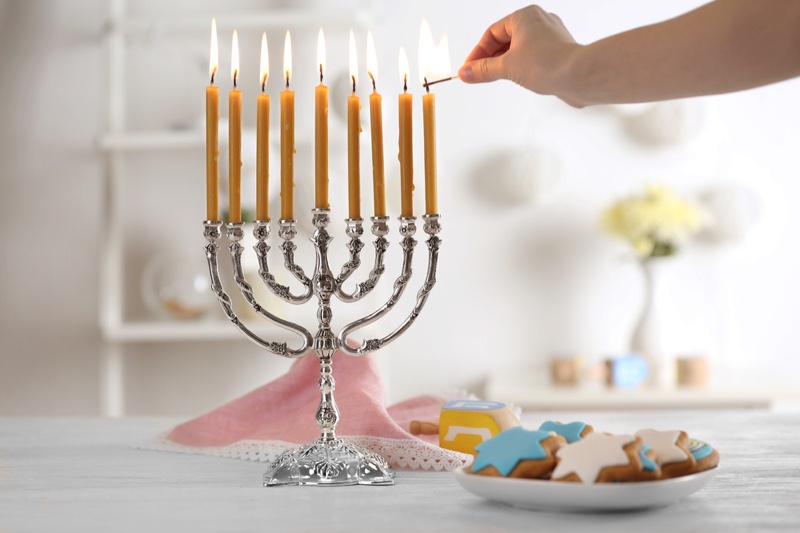 Lighting Menorah Cookies Hanukkah