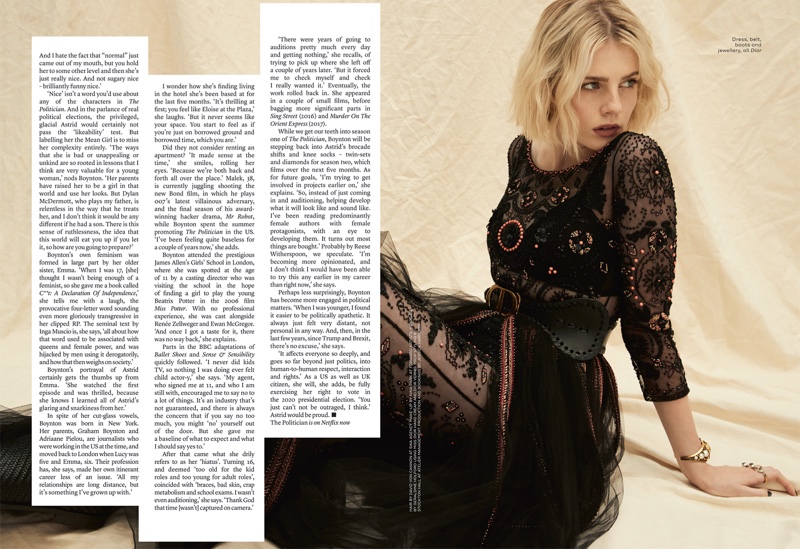 Actress Lucy Boynton wears black Dior dress