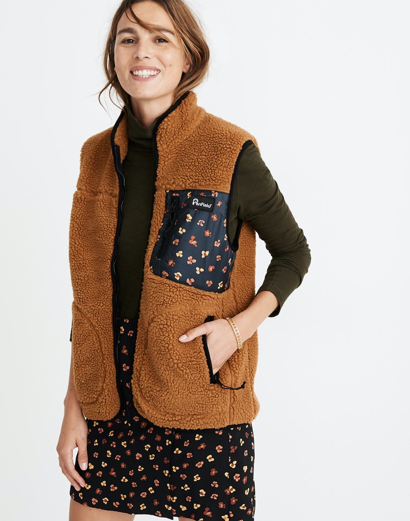 Madewell x Penfield Lucan Fleece Vest in Feline Floral $135