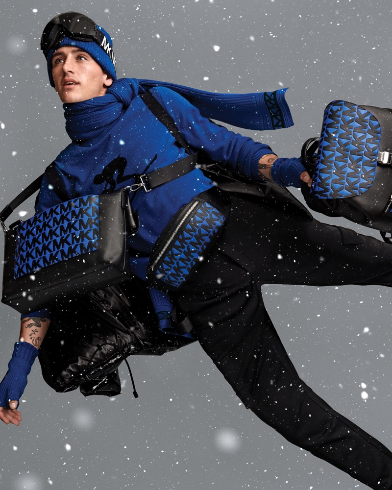 Austin Augie dresses in blue for Michael Kors Mens holiday 2019 campaign