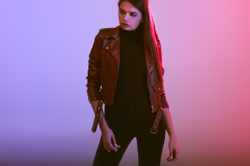 Model Leather Jacket Black Cool Look