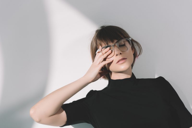 Model Wearing Glasses Classy