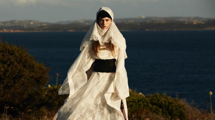 Natalie Ogg Enchants in Romantic Fashions for Vogue Arabia
