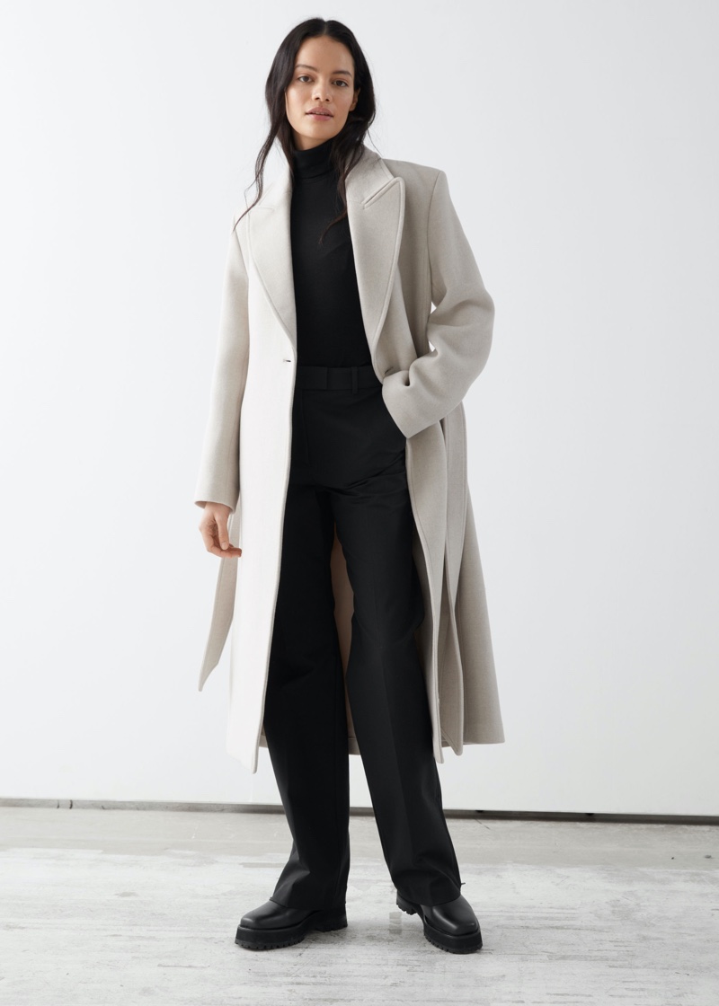 & Other Stories Belted Fitted Recycled Wool Coat $279