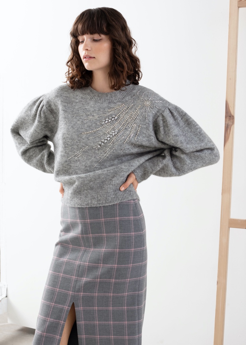 & Other Stories Embellished Wool Blend Sweater $129