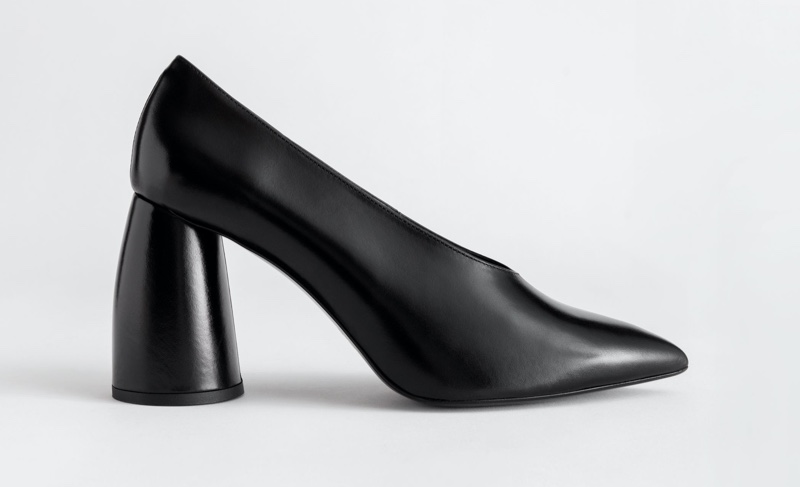 & Other Stories Flared Block Heel Leather Pumps $129