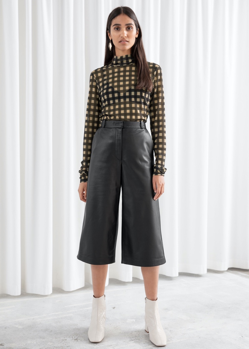 & Other Stories Leather Culotte Shorts $299