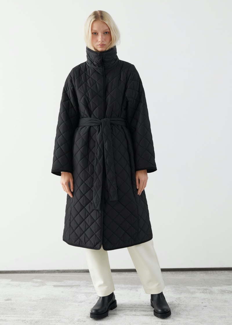 & Other Stories Quilted Belted Banana Sleeve Coat $179