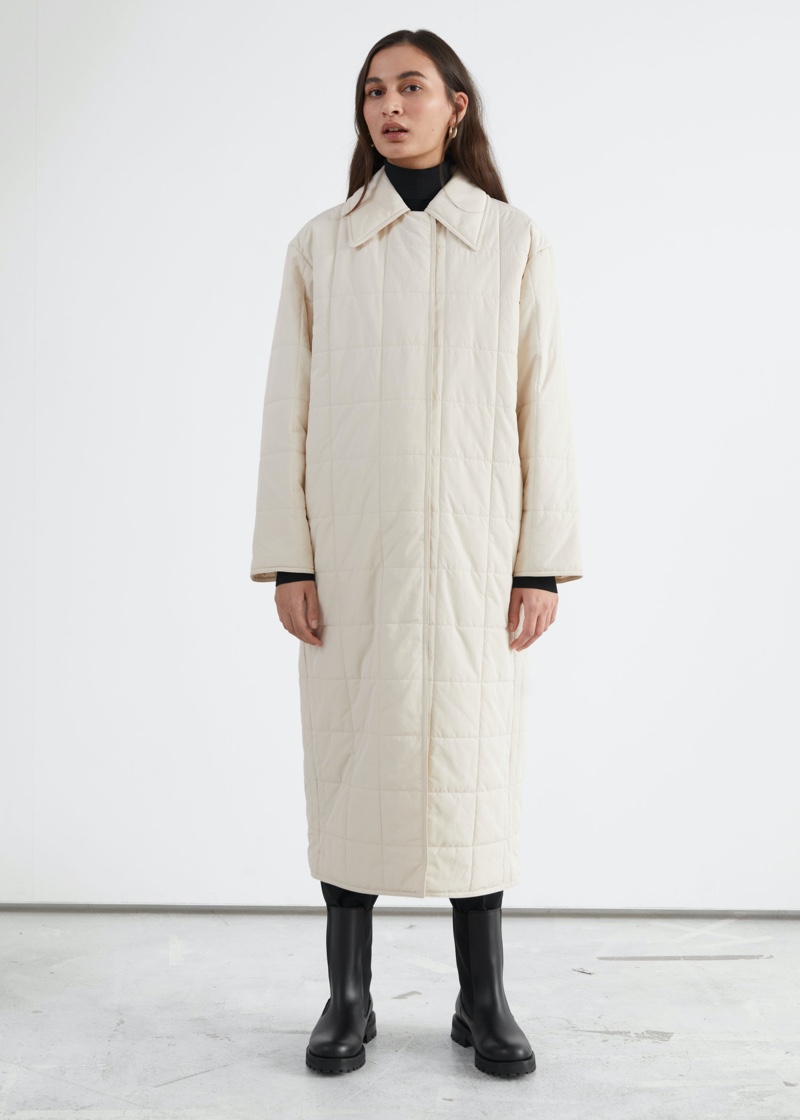 & Other Stories Relaxed Padded Puffer Coat in White $179