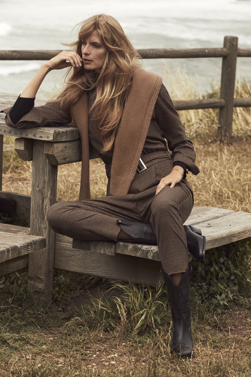 Model Julia Stegner wears neutrals in Pedro del Hierro winter 2019 campaign