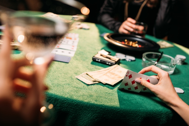 Poker Table Cards Drinks