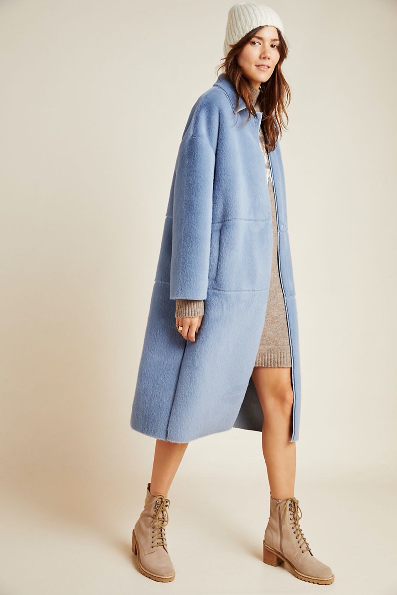 Six Crisp Days Elsa Faux Fur Coat in Pale Blue $260