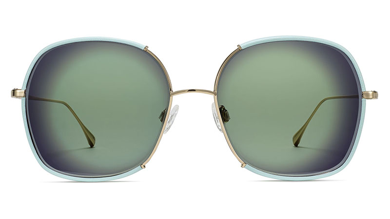 Warby Parker Marina Sunglasses in Polished Gold with Tahitian Teal $195