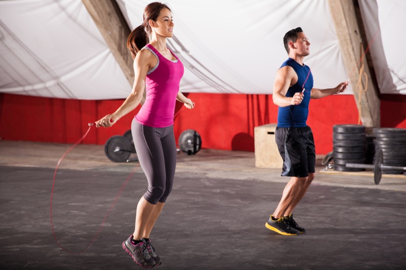 Woman Man Jump Rope Active Exercise