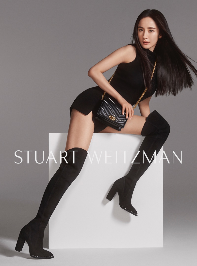 Yang Mi poses for Yang Mi for Stuart Weitzman Collection fall-winter 2019 campaign