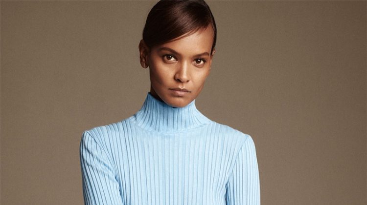 Liya Kebede wears Zara ribbed top with openings, zipper leggings and open hoop earrings