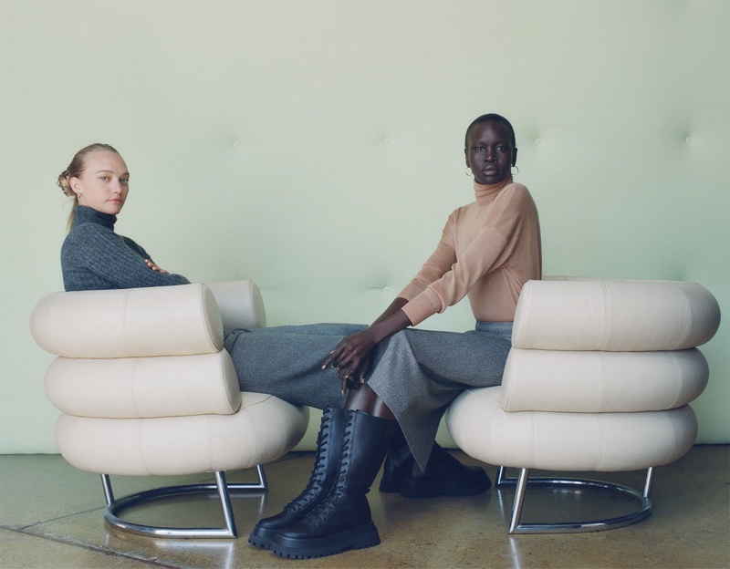 Gemma Ward and Alek Wek  front Zara Great Knitwear fall-winter 2019 editorial