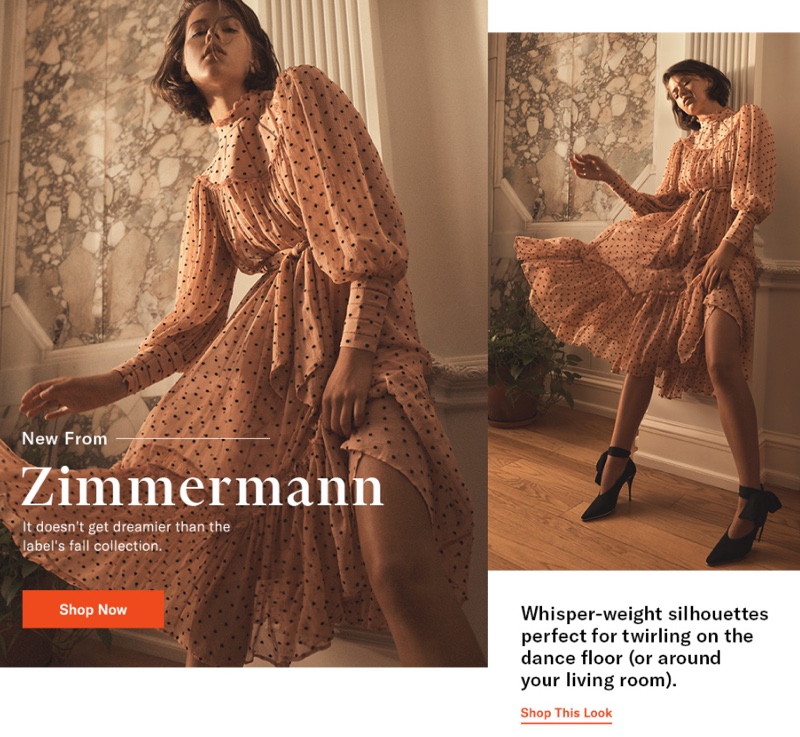Zimmermann Espionage Swing Yoke Dress $1,350 and Ankle Tie Lycra Heel $695