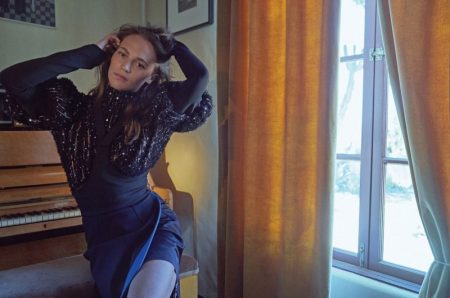 Alicia Vikander Poses in Louis Vuitton for ELLE Korea Striking a pose, Alicia Vikander wears Louis Vuitton