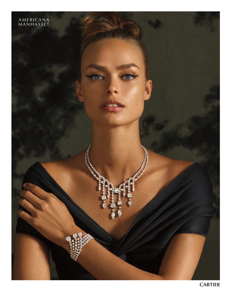 Birgit Kos shines in Cartier jewelry for Americana Manhasset holiday 2019 campaign