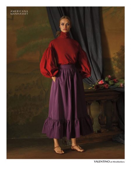 Sara, Birgit & Bhumika Take Glam Portraits for Americana Manhasset Holiday '19 Americana Manhasset spotlights Valentino designs for holiday 2019 campaign