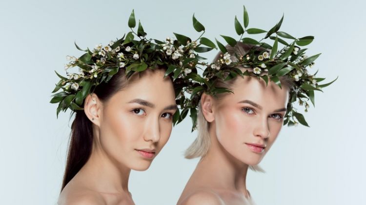 What Vegan Skin Care is all About Asian White Model Floral Wreaths Natural Beauty