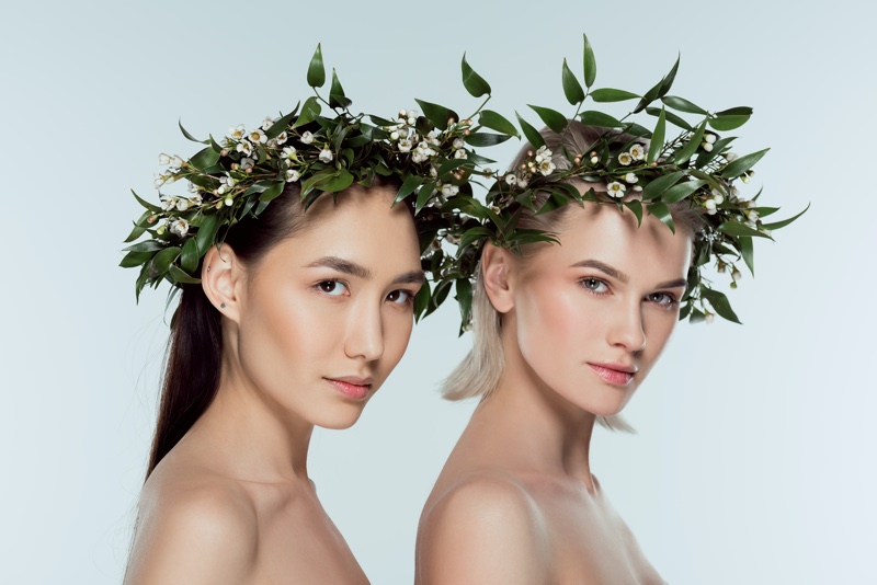 Asian White Model Floral Wreaths Natural Beauty