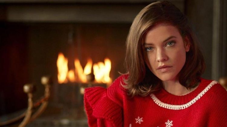 Posing by a cozy fireplace, Barbara Palvin fronts Philosophy di Lorenzo Serafini Holiday Treats campaign
