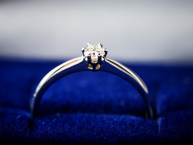 Closeup Diamond Ring Blue Jewelry Box