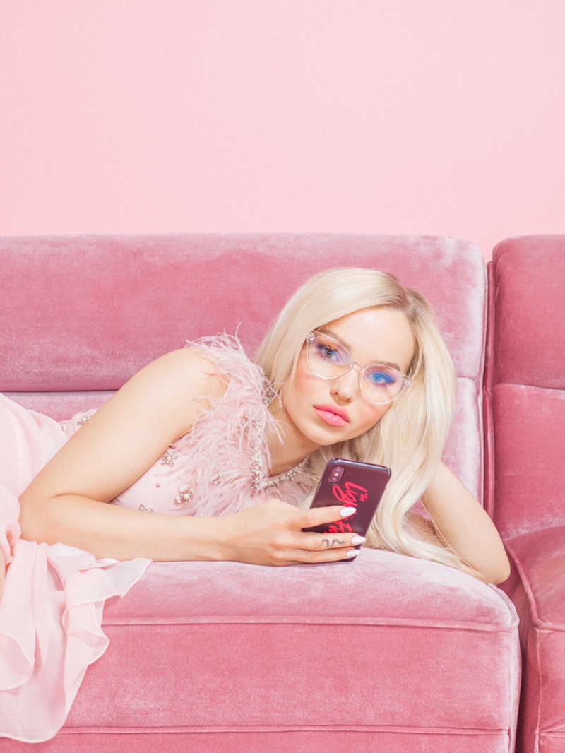 Looking pretty in pink, Dove Cameron wears Prive Revaux eyewear collaboration