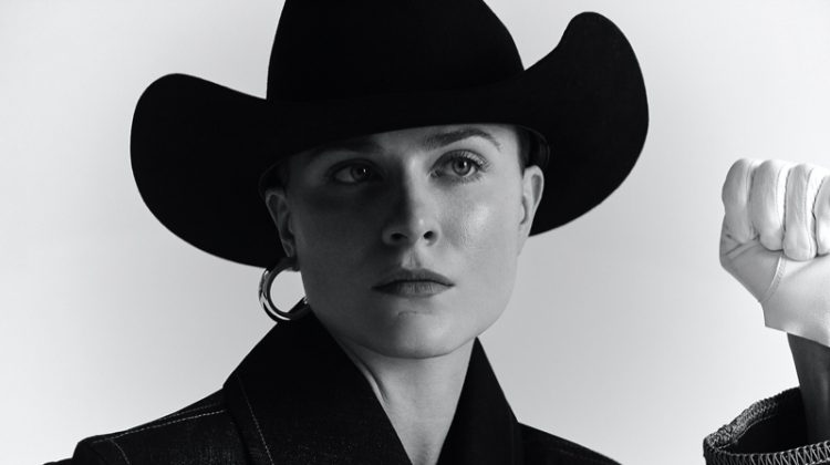 Evan Rachel Wood models Colovos denim with Palace Costume hat