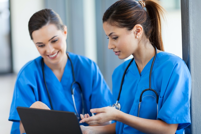 Female Nurses Blue Scrubs