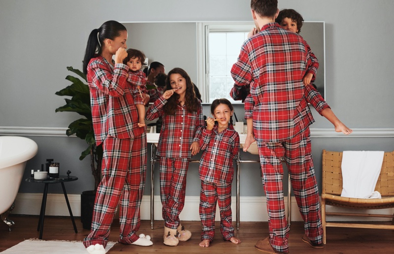 Plaid pajama styles stand out in H&M Holiday 2019 campaign