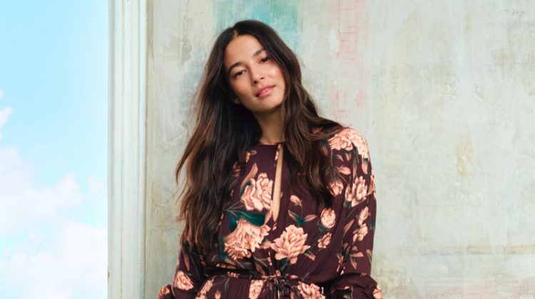 Jessica Gomes models dress from Johanna Ortiz x H&M collaboration