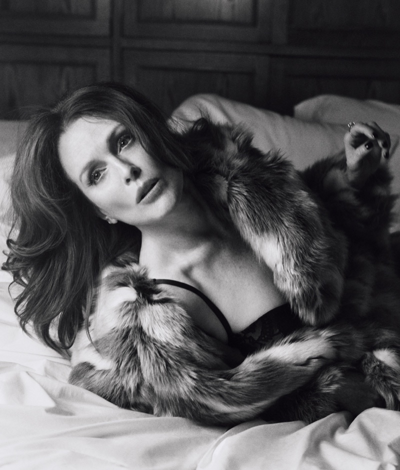 Julianne Moore poses in black and white for this shot